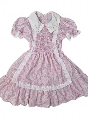 VTG Polly Flinders Hand Smocked Floral Dress Size 4 (2T/3T)